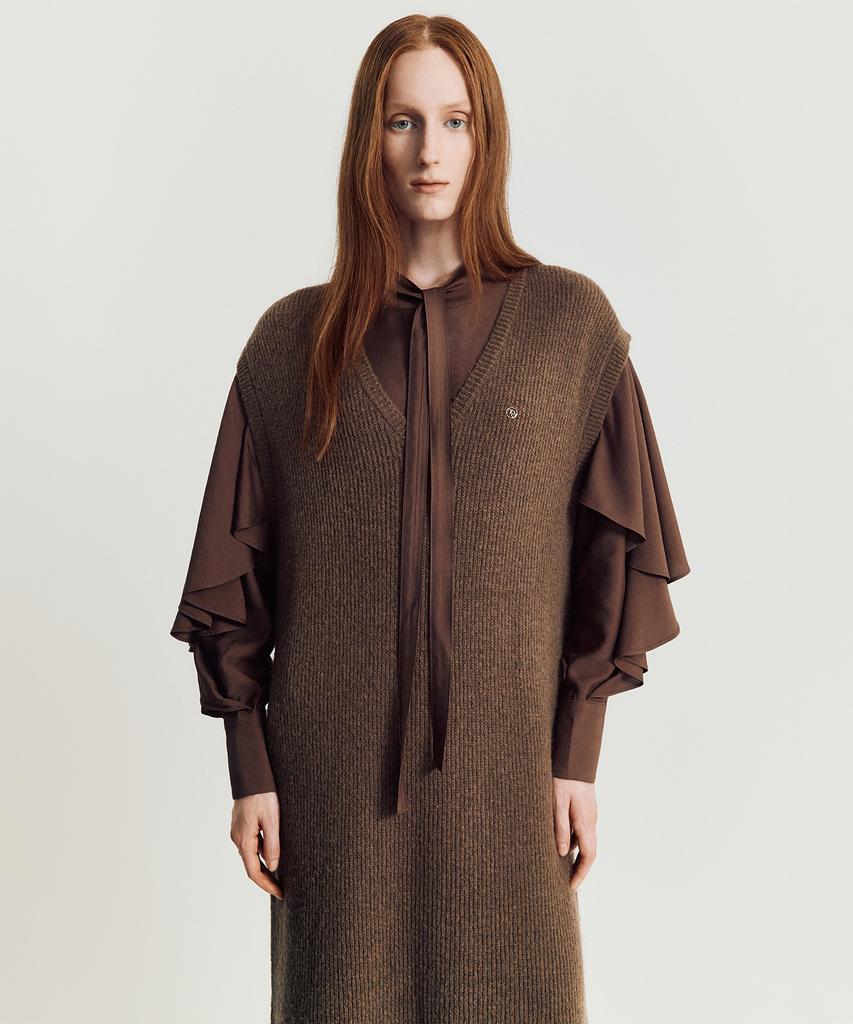 Meibeoyu Volodina Knit Long Vest _ Brown