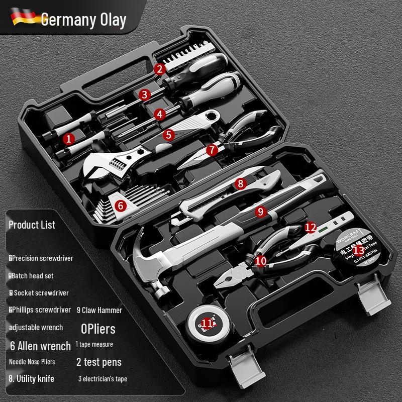 Uniwersalny Zestaw Narzędzi do Napraw Domowych: Stolarz i Montowana w Samochodzie Wielofunkcyjna Skrzynka Narzędziowa