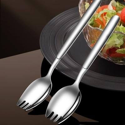 Stainless Steel Fork Household Spoon and Fork Integrated Two-in-one Dual-purpose Pasta Salad Spoon Household Tableware