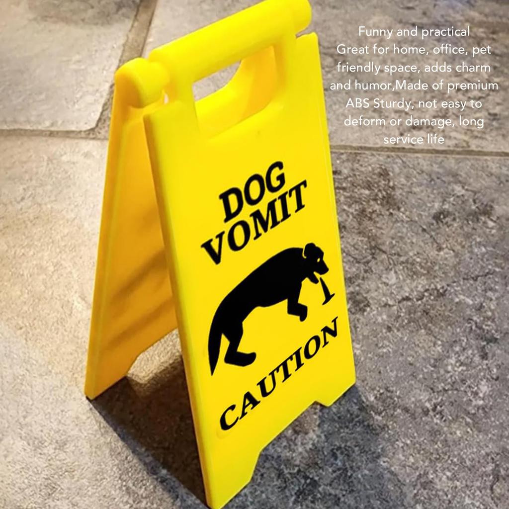 2PCS Cat and Dog Vomit Signs 4 Inch Cat Vomit Caution Sign Funny Cat Dog Warning Sign Decoration For Cat Dog Lovers Yellow
