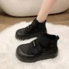 Milk Huhu Bread Cotton Shoes Women's Fashion Velcro Versatile Platform-soled Short Boots Waterproof and Non-slip Snow Boots