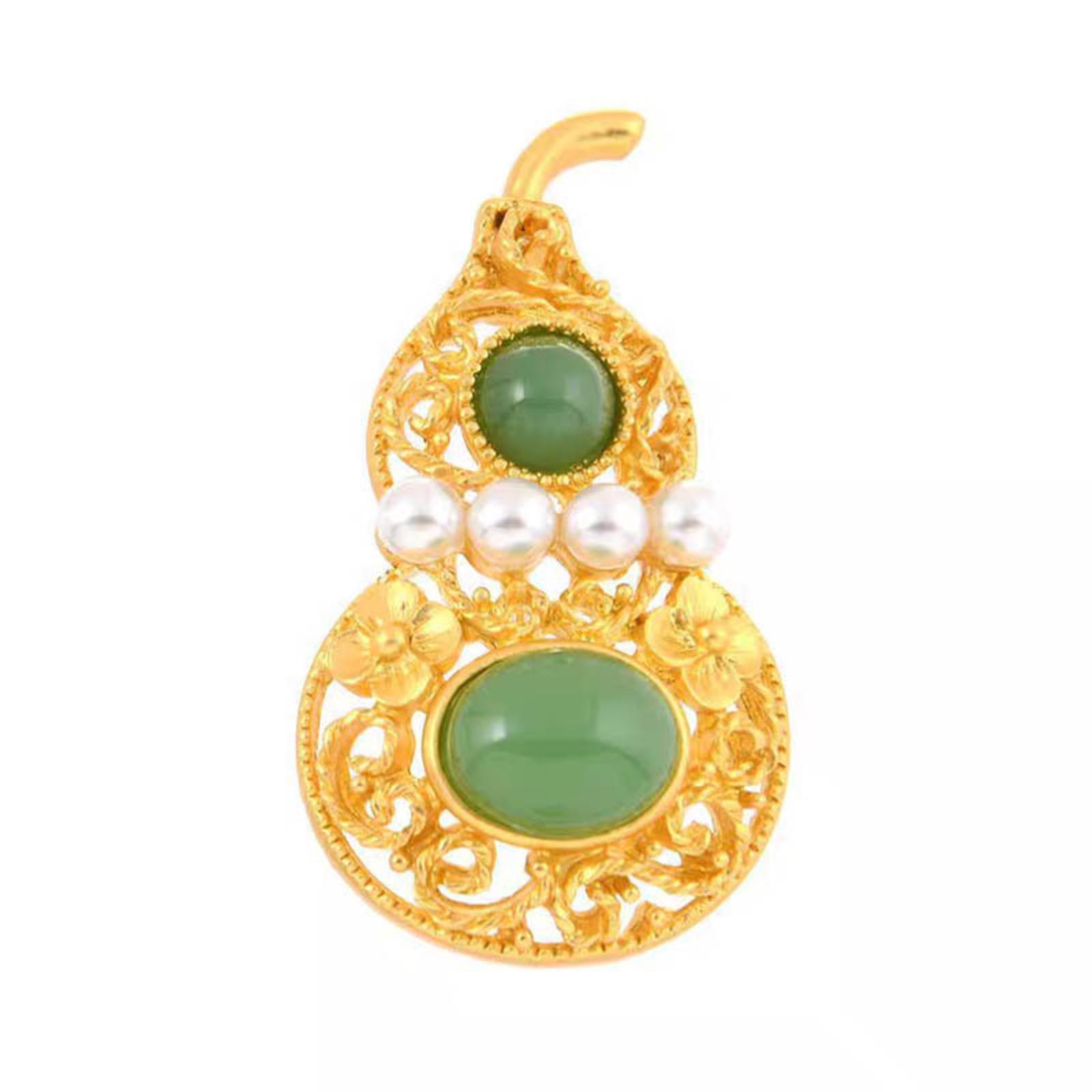 

Золотая полая брошь в виде тыквы из имитации нефрита, булавка-застежка от оголения, новые аксессуары-корсетки для ципао и ханьфу для женщин One Size