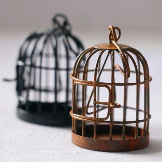 Miniature Dollhouse Birdcage Ornament Model Home Desktop Decor Kids Toy Gift