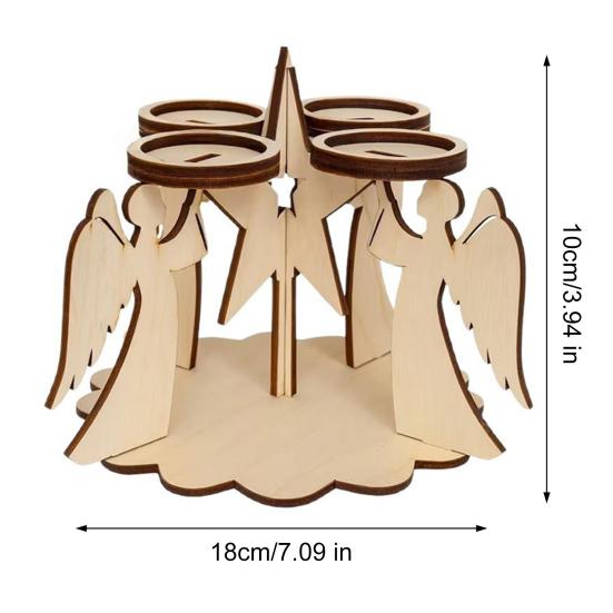 1/2/3Pcs Christmas Wooden Angel Candle Holder 4-Arm Candlestick Tealight Candle Stand Home Office Living Room Dining Table Centerpiece Decoration