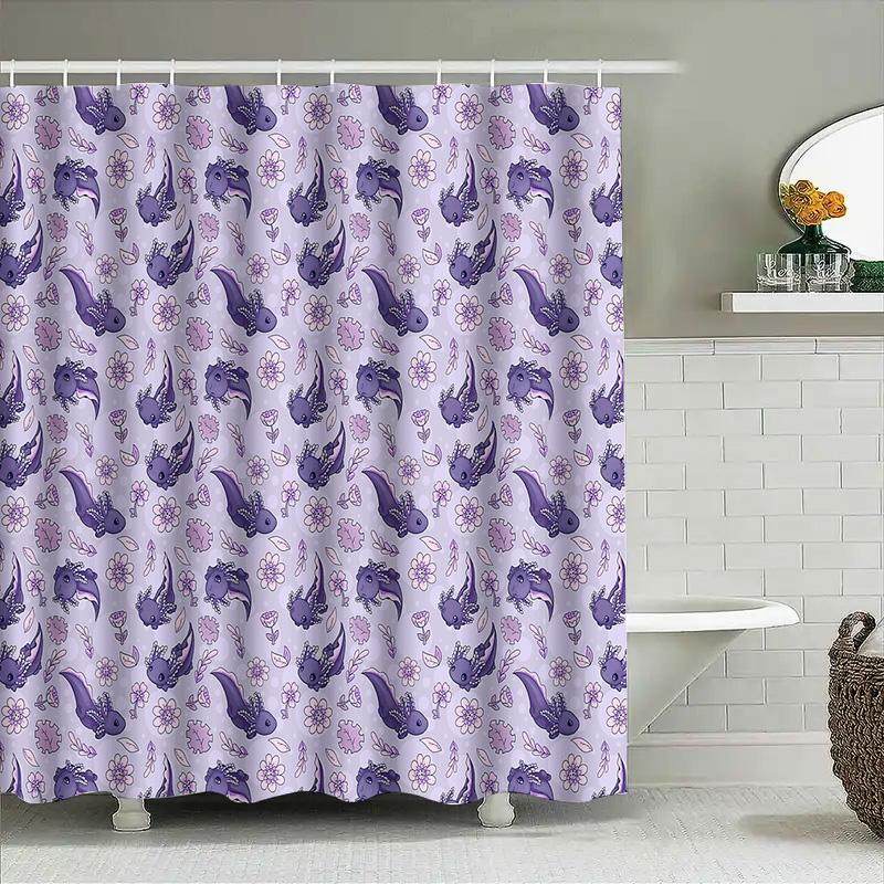 Floral Shower Curtain Set Waterproof Vintage Flower Pattern Bathroom Decor Fabric Curtain Liner Backdrop Farmhouse Style