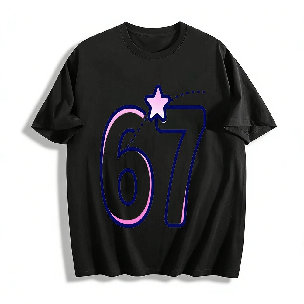 

Cute Number 67 Print Casual Top Kids Breathable Daily T-Shirt Pure cotton T-shirt XXS