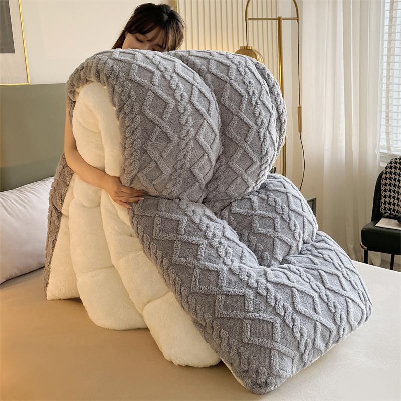 Blanket for Bed Super Thick Warm Comforter For Winter Polyester Sherpa Weighted Blanekts Warm Quilted Comforters Edredones