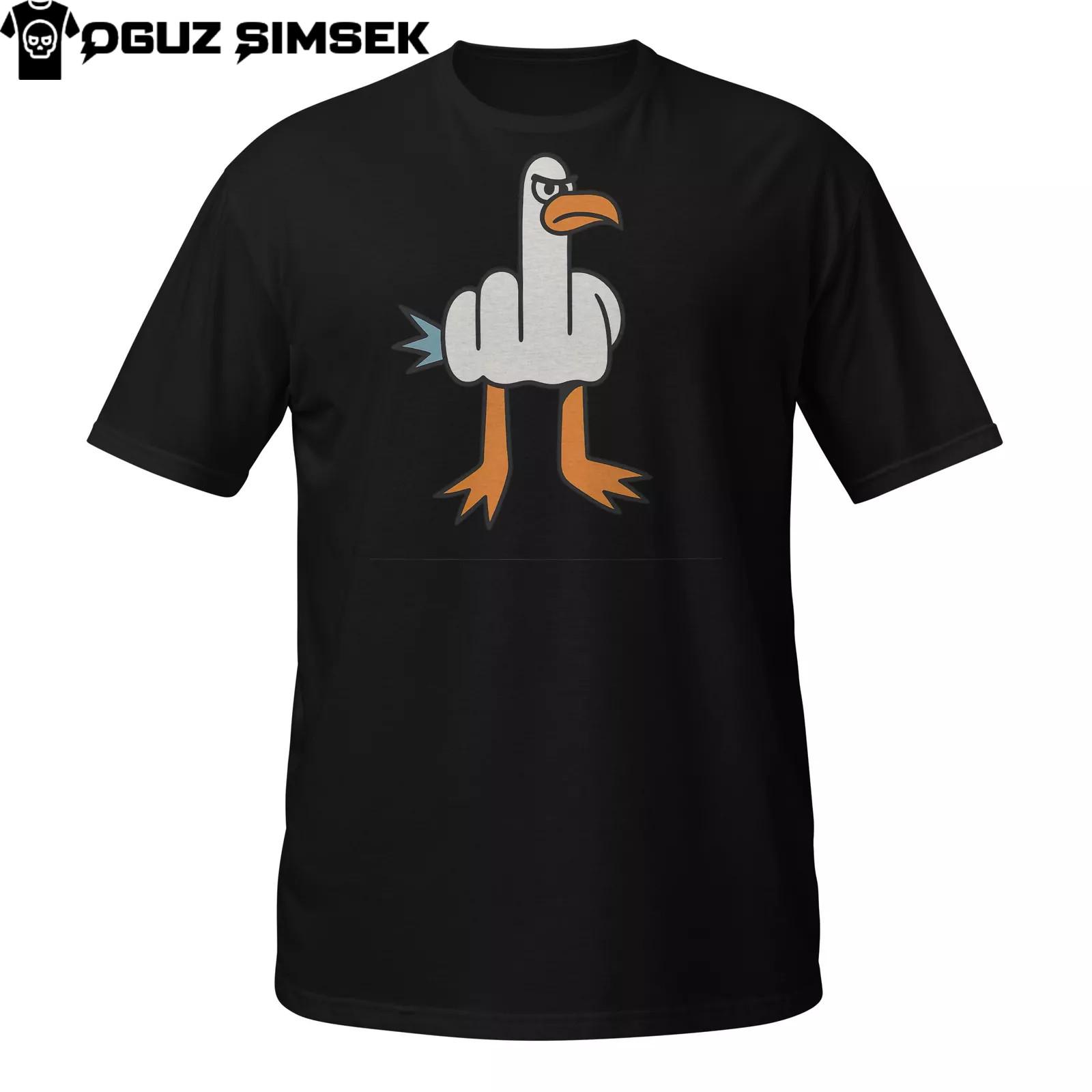 Funny Middle Finger Bird T-Shirt Mens Womens Tees Top | Offensive Cartoon DTG Printed Tee S