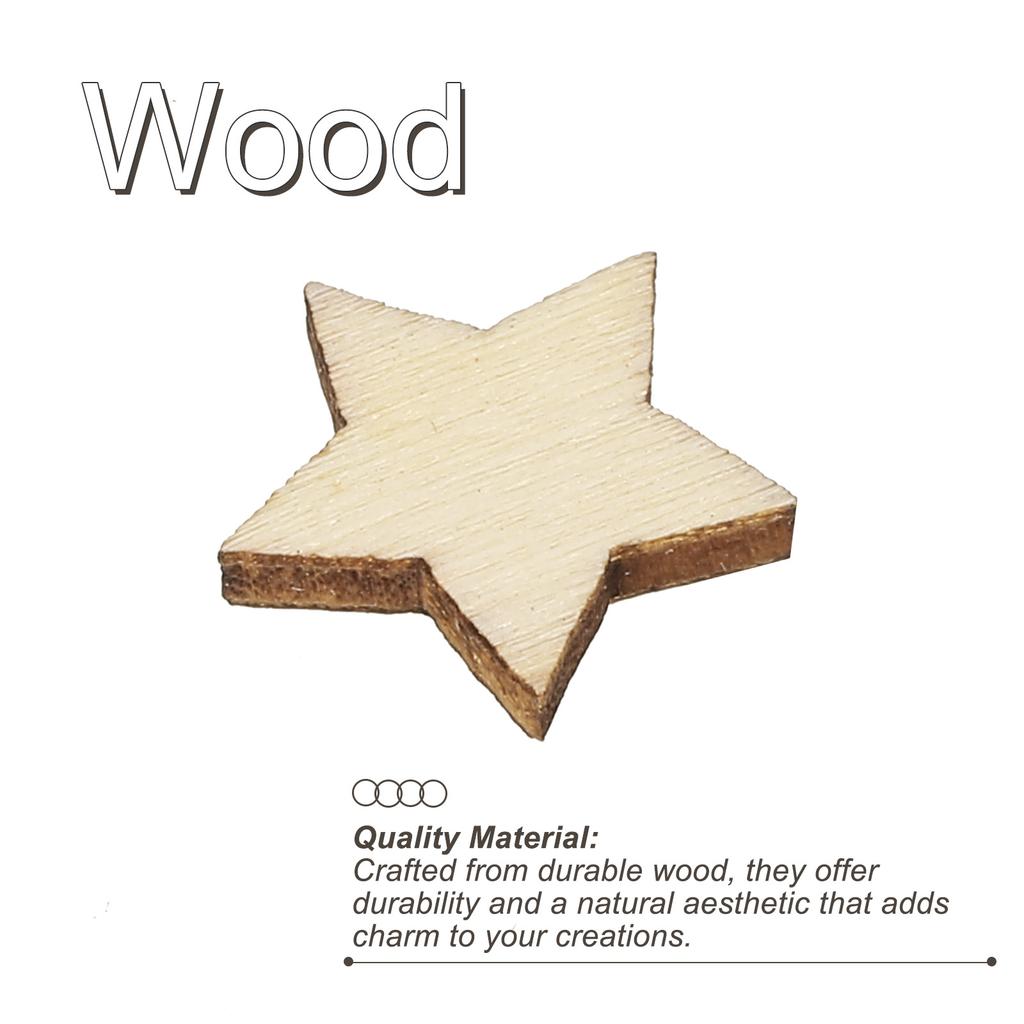Wooden Stars 200pcs Unfinished Wood Stars Blank Wooden Cutouts Ornaments Natural Wood Pieces for Christmas Party Craft Projects
