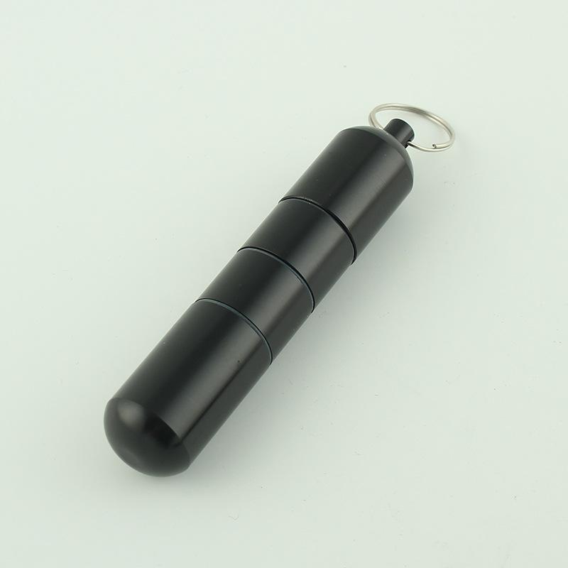 Capsule Shape Silver Aluminum Alloy Cigarette Box Waterproof Cigarette Case Pill Toothpick Capsule Holder with Keychain Mens Gif