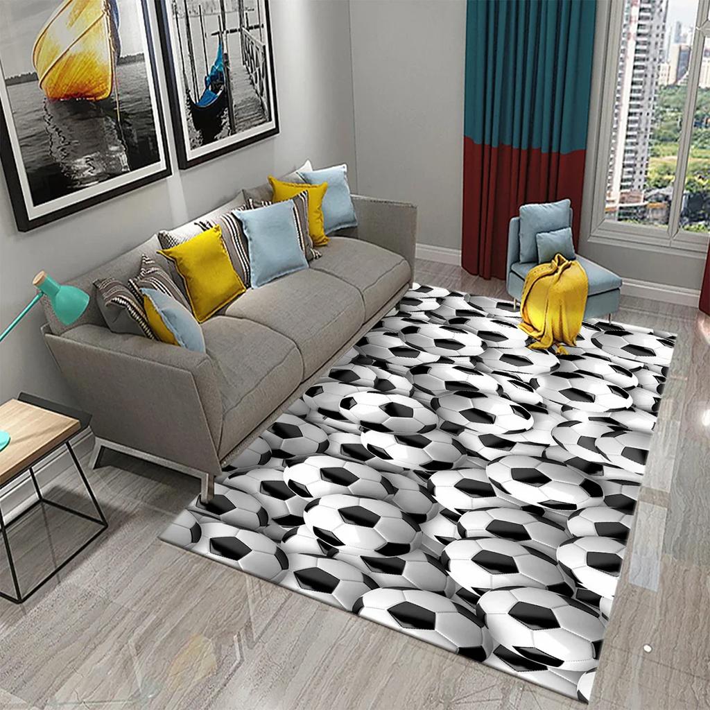 3D Football Pattern Carpet Living Room Large Carpet Children's Bedroom Kitchen Bathroom Entrance Anti-slip Home Decor Mat Carpet