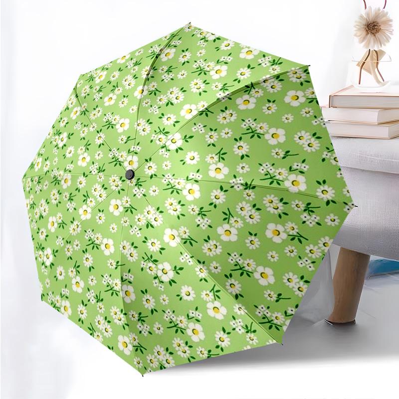 Flowers Florals Themed Folding Umbrella Fashion Auto-Open 8 Iron Ribs Plastic Handle Foldable Sunshade Perfect Christmas Gifts