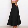 Women's Summer Bohemian Maxi Dress Elastic High Waist Pleated Ruffle Layered Culottes Casual Fashion Solid Color Flowy Skirt