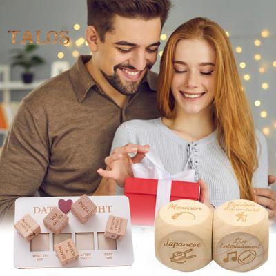 סט קוביות החלטה לזוגות עץ 5 קוביות וסט לוח קוביות לדייט לילי קוביות אוכל ליום האהבה מקלחת כלה מסיבת רווקות מתנת חתונה