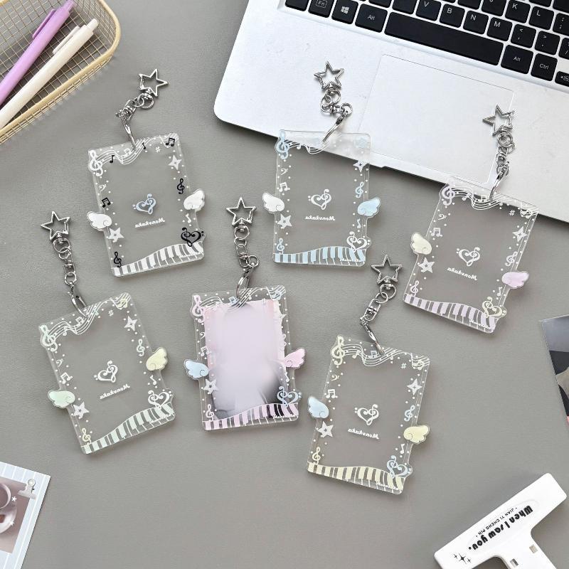 Angel Piano Themed 3 Inch Photocard Holder Acrylic Hard Card Sleeve Scratch Resistant Protector for Idol Card Collection