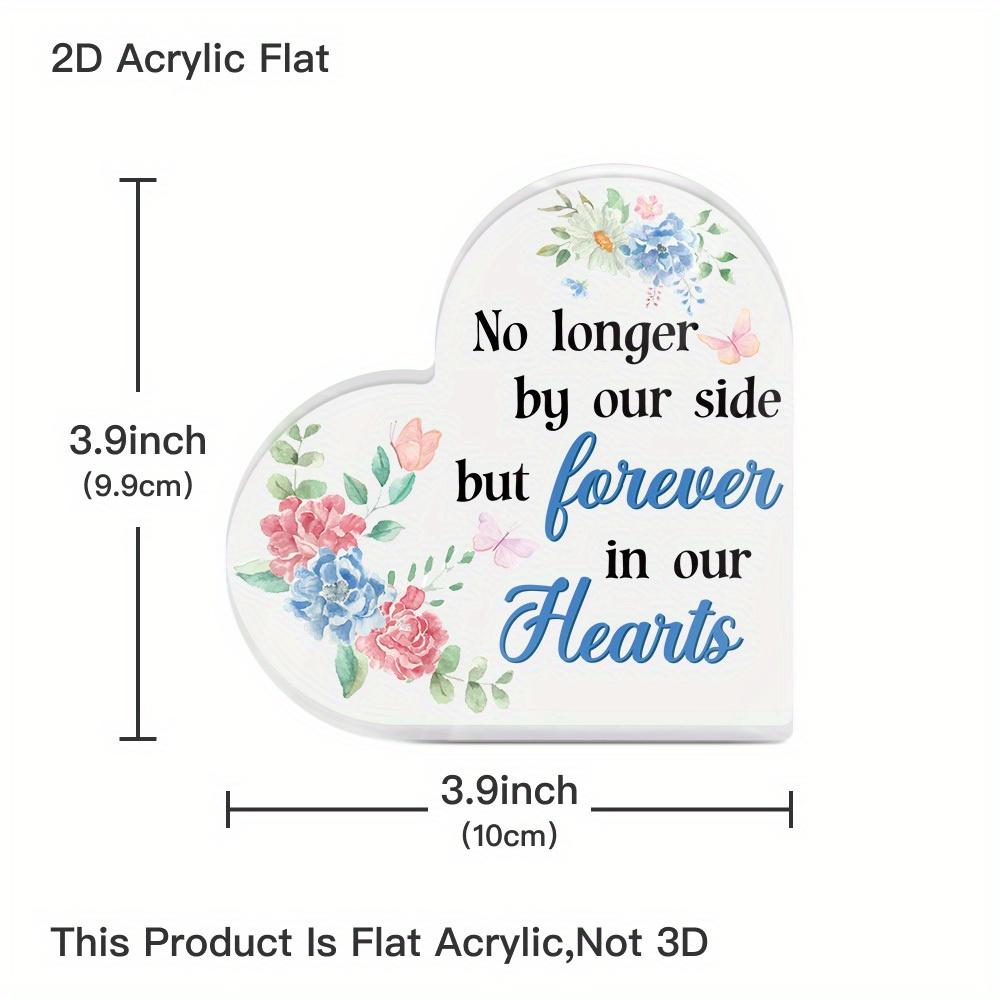 1pc Heart Shaped Acrylic Sign Table Decor, No Longer by Our Side. But Forever In Our Hearts, Desktop Decoration  