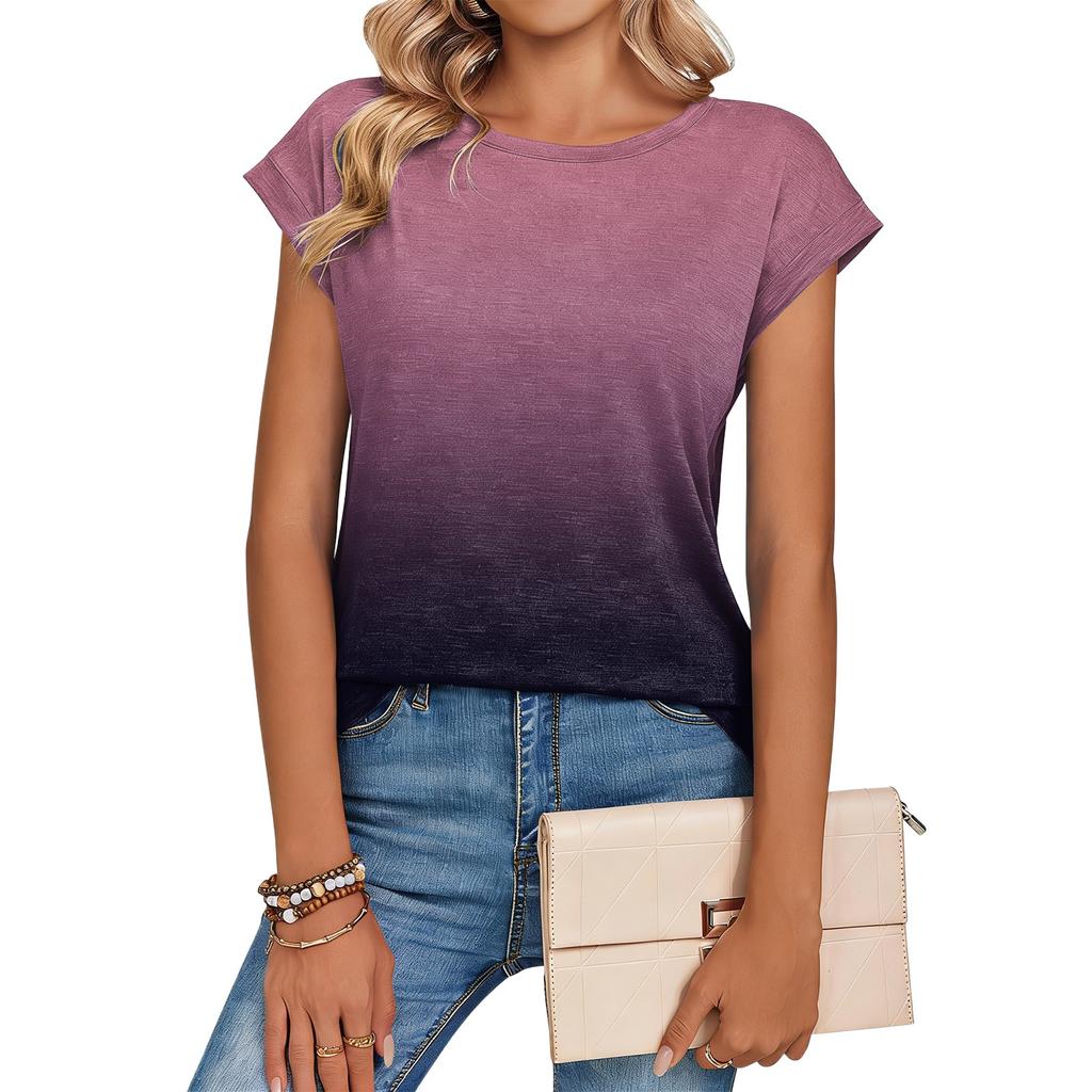 Damen Modisches Lässiges Retro-Print T-Shirt mit lockerem Schnitt