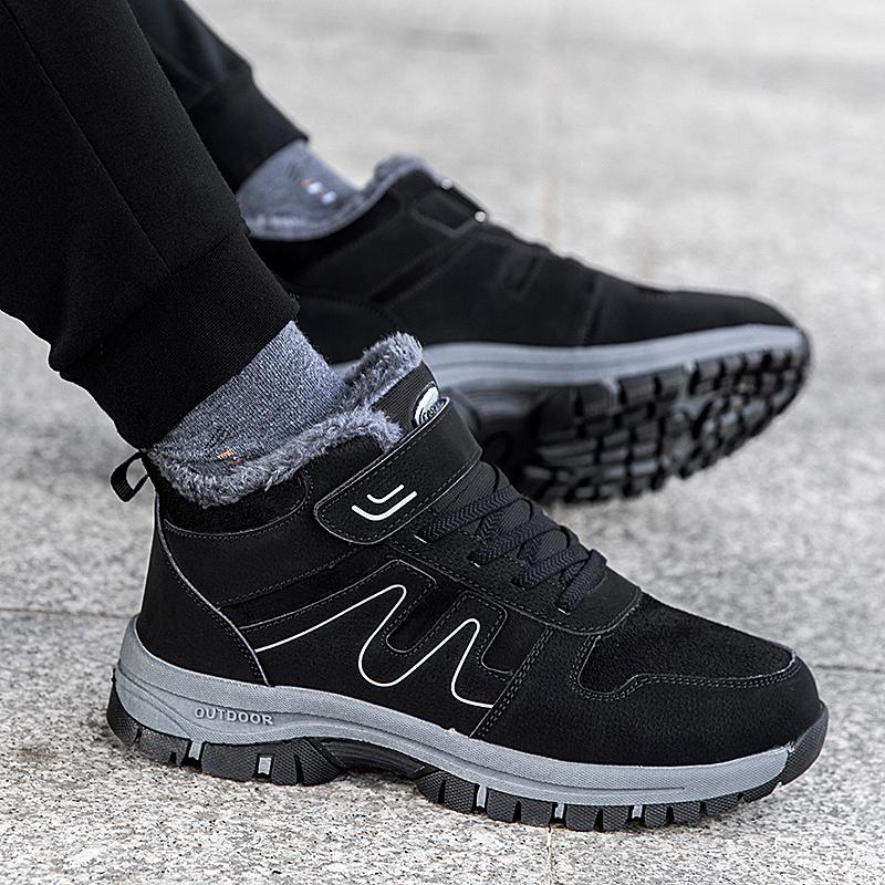 2024 Winter Women Men Boots Plush Leather Waterproof Sneakers Climbing Hunting Shoes Unisex Lace-up Outdoor Warm Hiking Boot Man