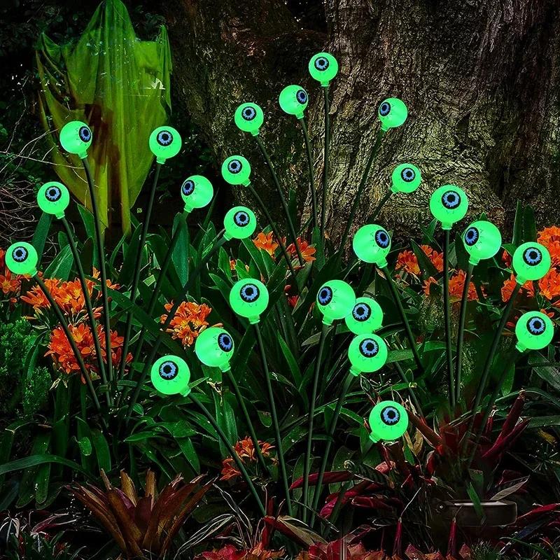 1Pack Wind-Powered Eye Bulbs with 6 Solar-Powered LED Bulbs  Halloween-Themed Outdoor Garden Decor for Yard Lawn Halloween
