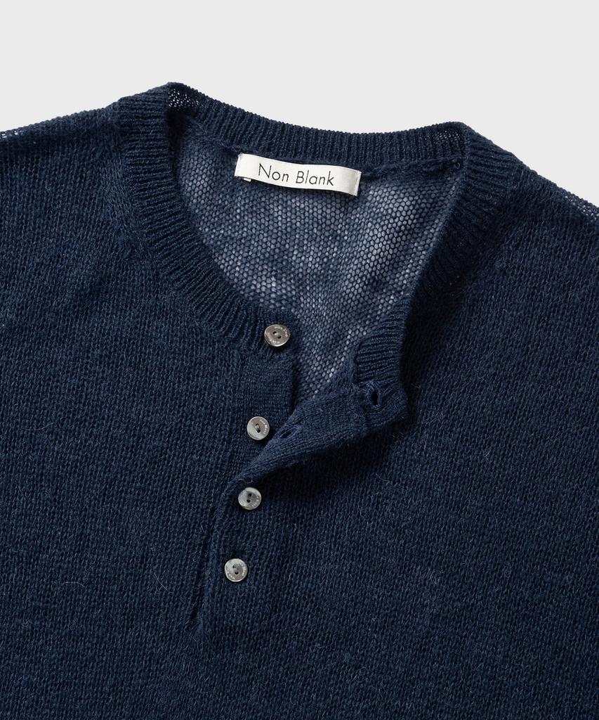 NONBLANK Crop Henley Neck Ls Knit_Navy