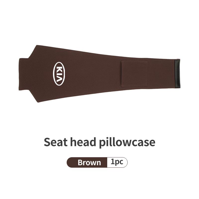 AAAFR1 Car Logo Headrest Cover Suede Perforated Breathable Head Pillowcase Pads For KIA Cerato Proceed Venga Stonic Picanto Sorento