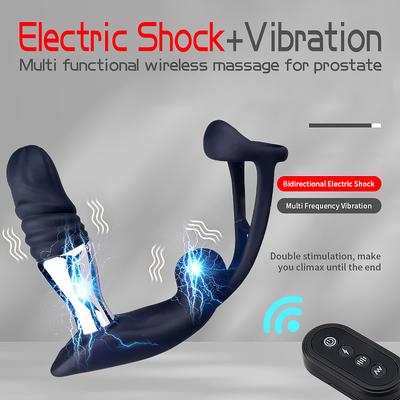 Masajor de prostată pentru bărbați, Vibrator și Șoc Electric cu Telecomandă, Stimulator Anal cu Stretching, Jucărie Sexuală pentru Masturbare Masculină