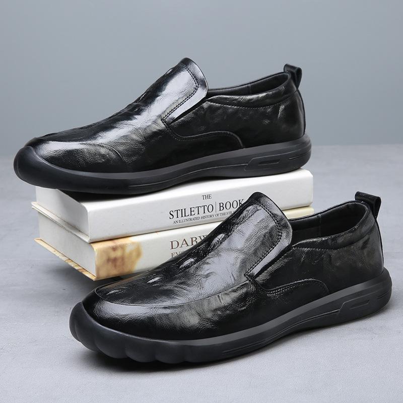 Fashion Genuine Leather Men's Dress Shoes Fashion Casual New Designer Driving Shoes Male Solid Color Increase Spring Autumn Loafers Male