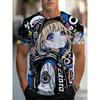 Men's Short-sleeved Printed T-shirt with Anime Graphics. Ideal for Home Use, Cafe or Outdoor Events