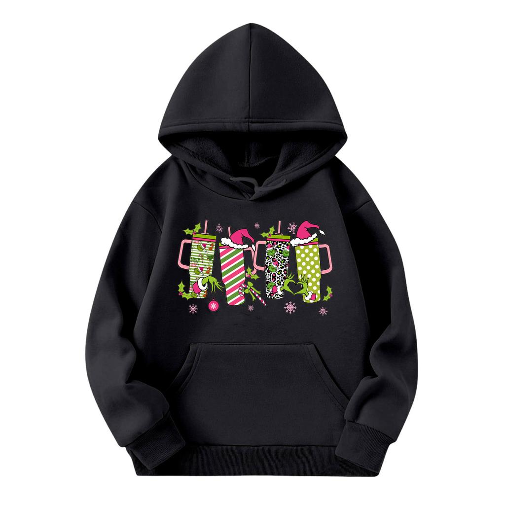 Child Fashion Lightweight Long Sleeve Pullover With Pockets Print Hoodie