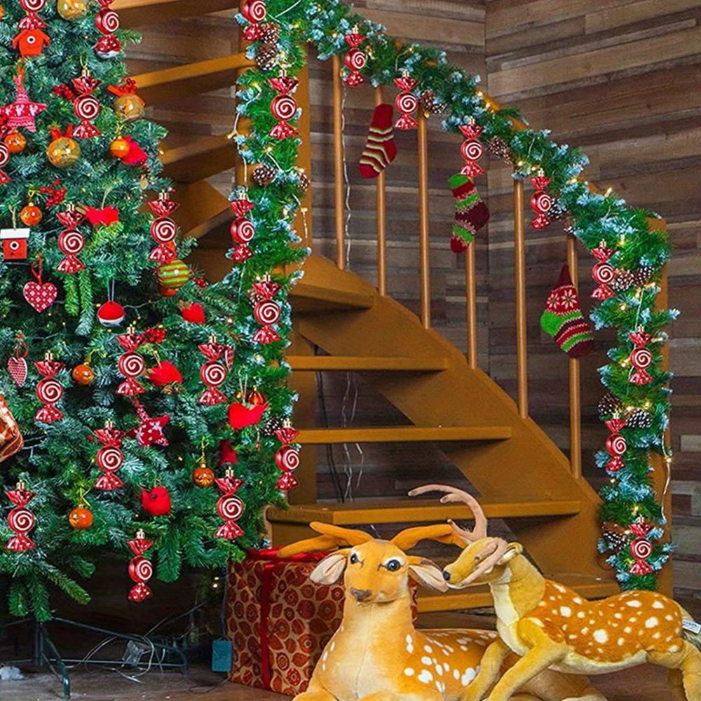 Weihnachts-Hängebonbon-Ornamente Kunststoff Bunte Zeichnungen Feiertagsanhänger Zuckerstangen-Ornamente Dekorative Kugeln Wohnungsdekorationen