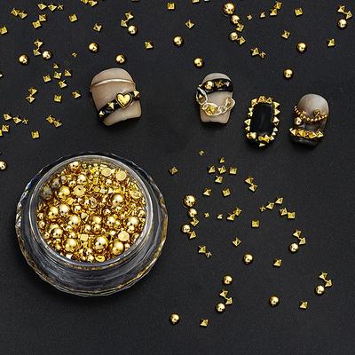 1 Bottle Nail Metal Rivets Punk Gold Silver Flat Bottom Nail Art Decorations 3D Metal Bead Or Nail Designs Manicure Charm