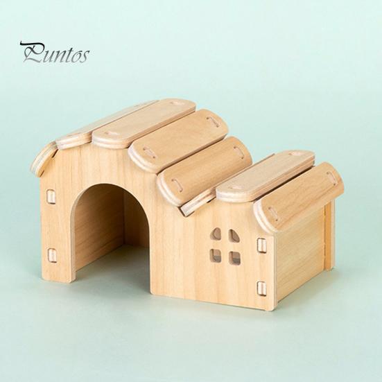 Hamster Platform Villa Double Layer Harmless Pet Toy Solid Wood Dwarf Hamsters House Climbing Play Hut Chews for Home