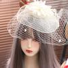 French Style Bridal Headband Wedding Mesh Veil Face Cover Vintage Bride Veil Hairdband  Headdress