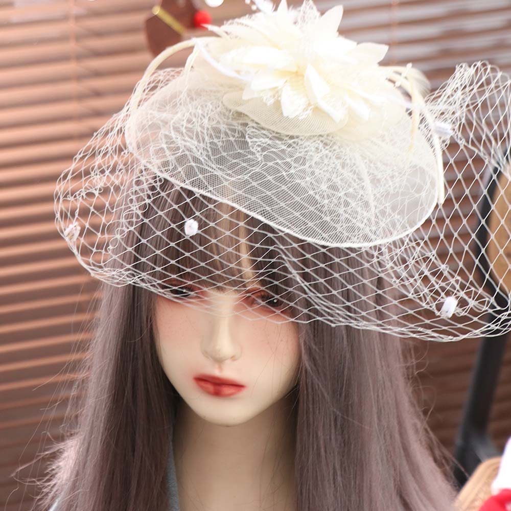 French Style Bridal Headband Wedding Mesh Veil Face Cover Vintage Bride Veil Hairdband  Headdress