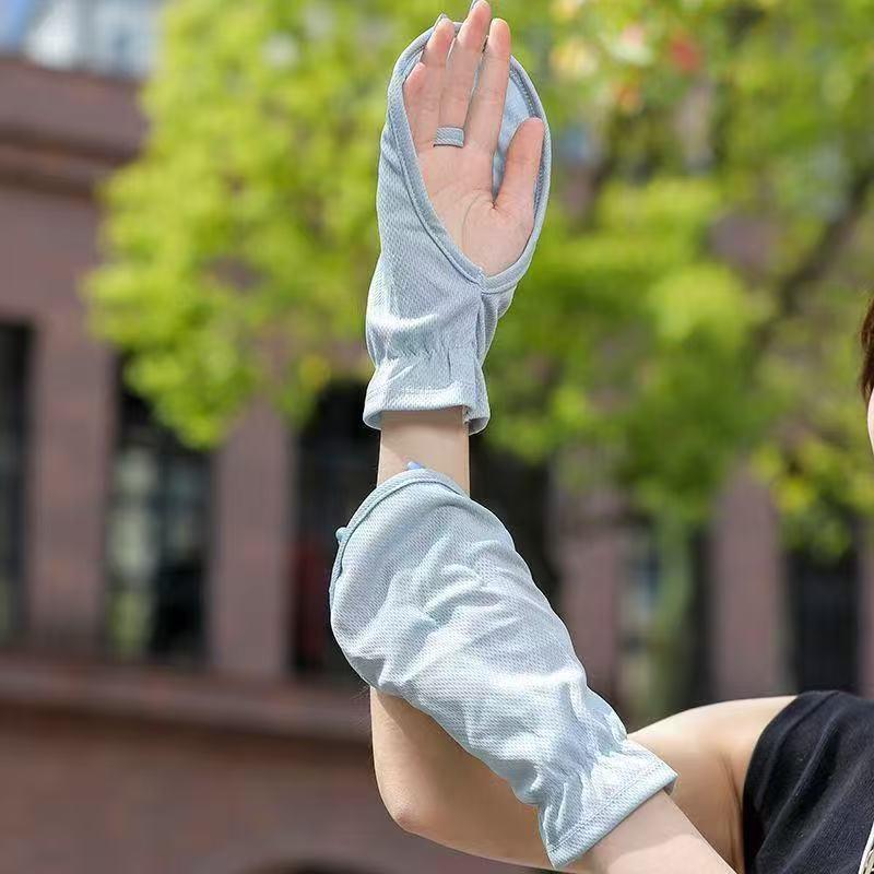 

Женские перчатки без пальцев для защиты от солнца - Тонкие, дышащие, с защитой от УФ-лучей, короткие и свободные для вождения летом и езды на велосипеде на открытом воздухе One Size светло-синий