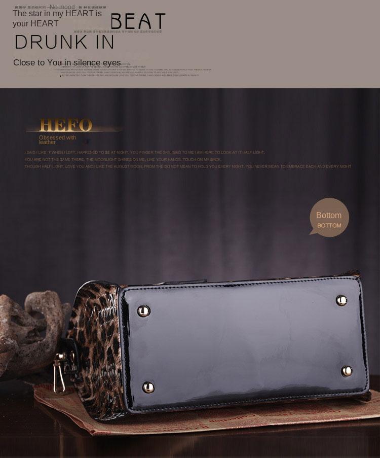 Leopard Women's Bag Shaping Leather Bag Handbag Women's Pure Cow Leather Bag Portable Shoulder Crossbody Three-Purpose Hard Bag