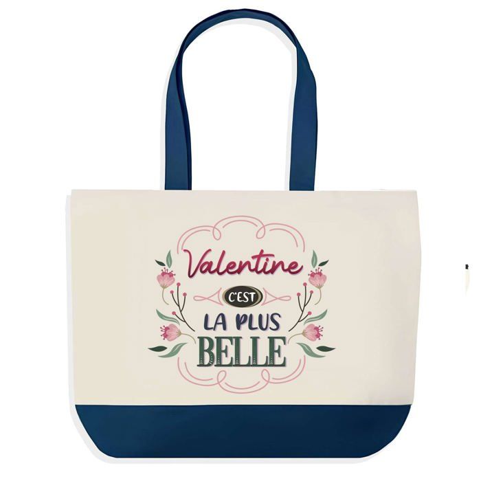 Tote bag - PLANETEE - Valentine la plus belle - Bleu - Coton - 40 x 45 cm