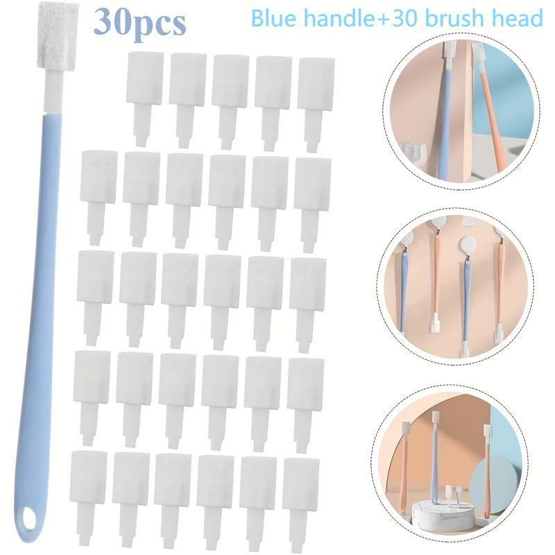 Pack Disposable Crevice Cleaning Brushes with Replaceable Heads - Multi-Surface Detail Scrub Brush Set for Toilet, Kitchen,Patio