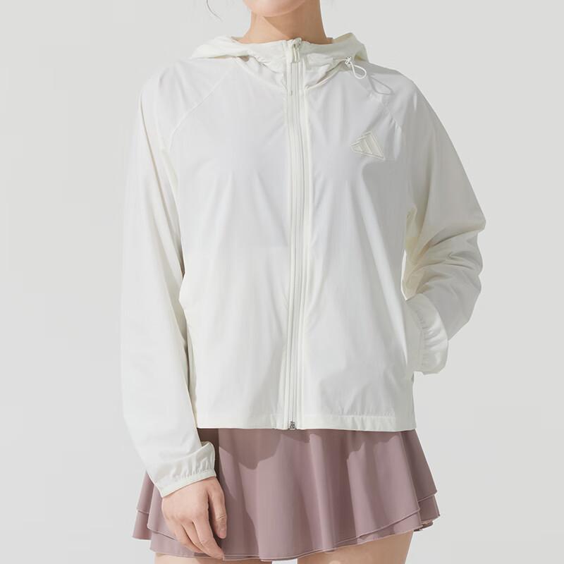 Adidas Fashion Casual Breathable Hooded Jacket Women Jackets Off-White JN0705