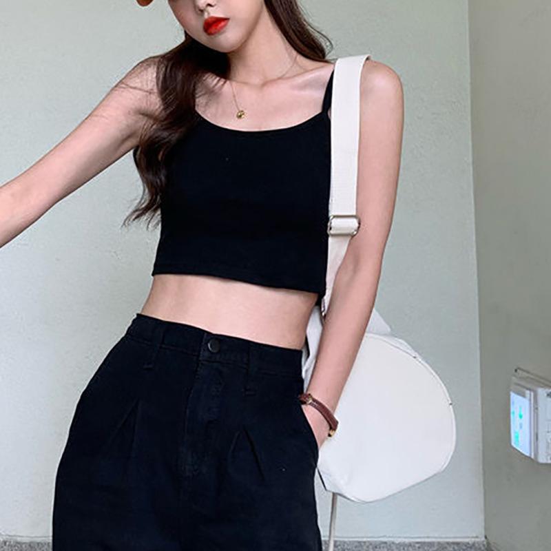 Short High Waist Outer Vest Top Women's Summer New Korean Version Slim and Thin Sexy Solid Color with Small Suspenders