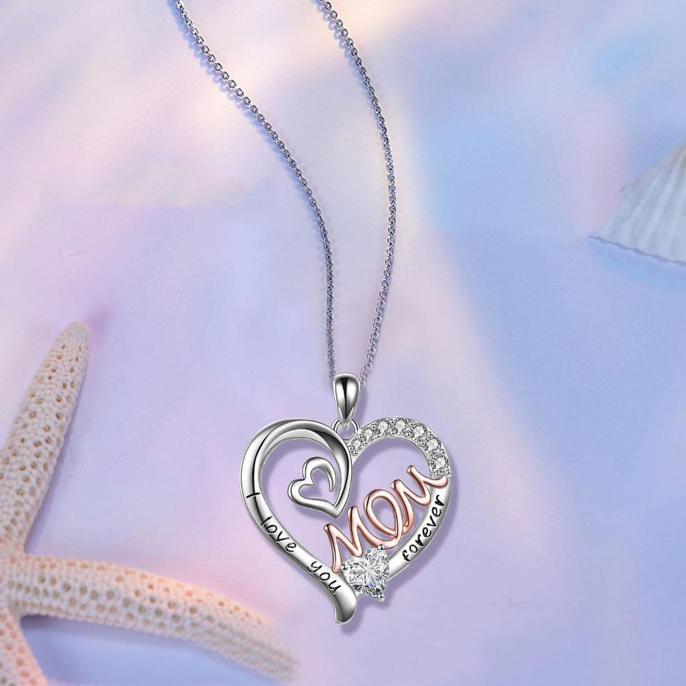 

New Charm Double Hearts Letter Mom Pendant Necklace Classic Fashion Exquisite Mother s Day Gift for Women Zircon Accessories золотой