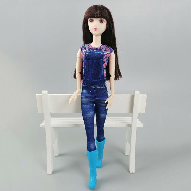 Motedukkeklær For Barbie Dukke Antrekk Fargerik Rutete Topp Denim Bukser Smekke Body Rompere BJD Dukke 1/6 Dukketilbehør