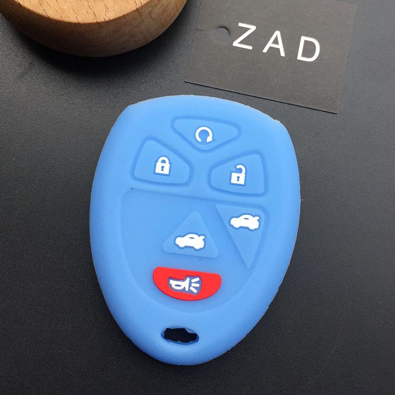 

Silicone car Key Case cover set shell For Chevrolet tahoe yukon suburban for GMC for Cadillac for buick 6 button key cover світло-синій колір