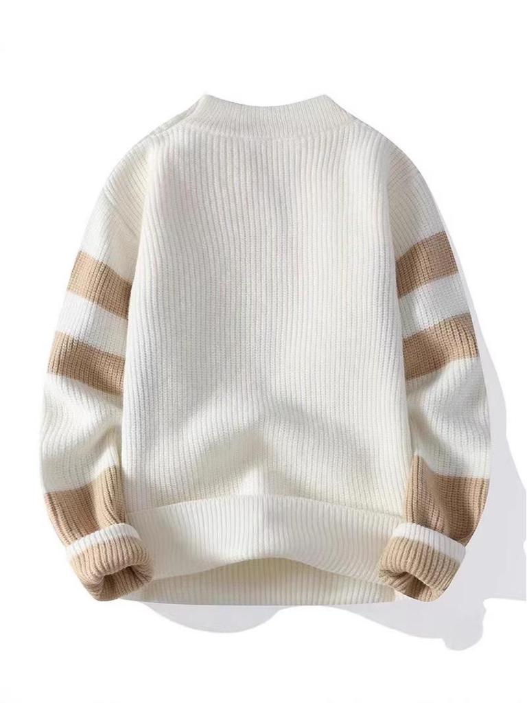 Maglione Invernale da Uomo Elegante a Contrasto - Vestibilità Larga, Caldo e di Tendenza