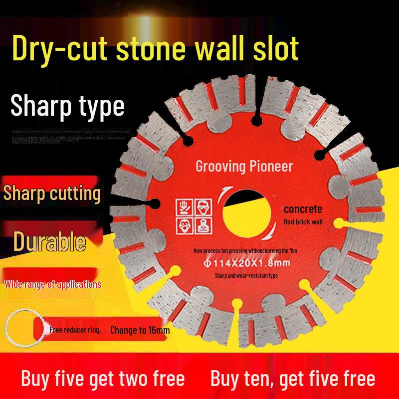 Diamond Grooving Blade: Concrete Cutter for Angle Grinders - Ideal for Dry Cutting Stone, Red Brick, Cement, and for Wall Grooving In Plumbing Work.