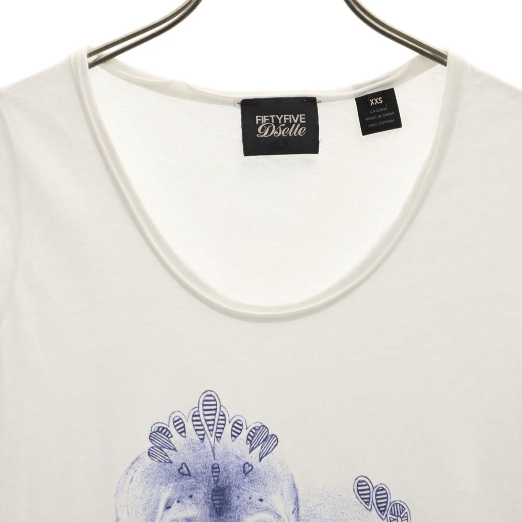 55DSL Skull French Sleeve T-shirt XXS White Women Used
