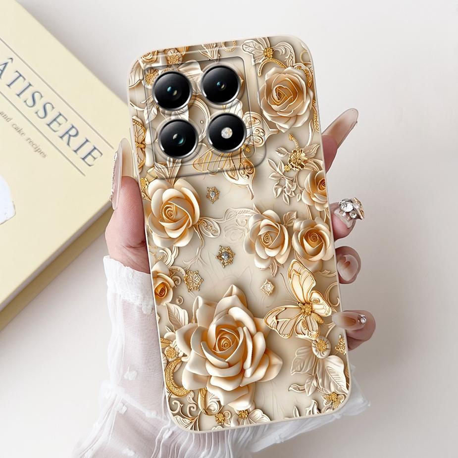 For Xiaomi 14T Pro Case Stylish Flowers Cartoon Cover Shockproof Soft TPU Phone Case For Xiaomi Mi 14T Pro Mi14T 5G Fundas Coque