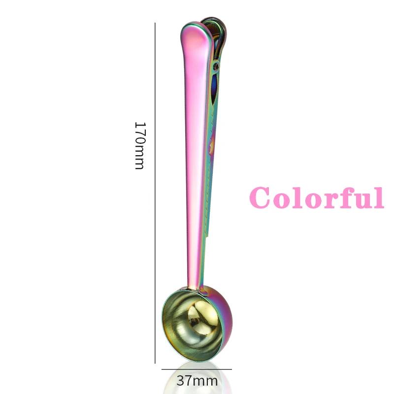 2-in-1 Stainless Steel Coffee Measuring Spoon Multifunctional Coffee Bean Spoon Milk Powder Flour Sealed Clamp Spoon Coffee Tool