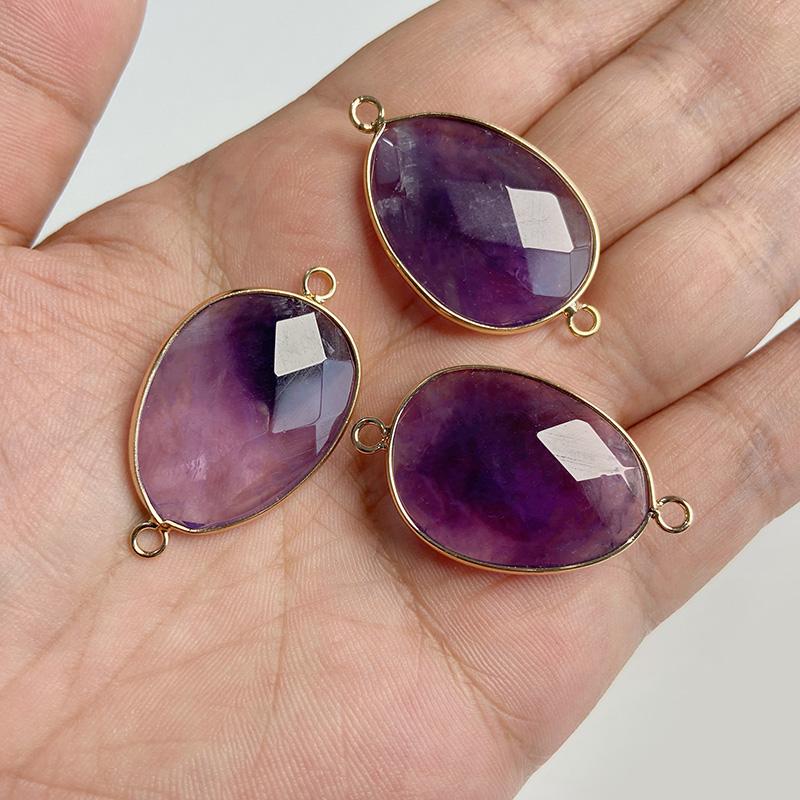 Natural Slice Stone Amethysts Purple Pendant Quartz Crystal Irregular Charm For Handmade Jewelry Making Necklace Earring Diy