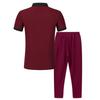 2025 Herren Waffel Colorblock Patchwork Umlegekragen Knopfhemd & Lange Hose Set